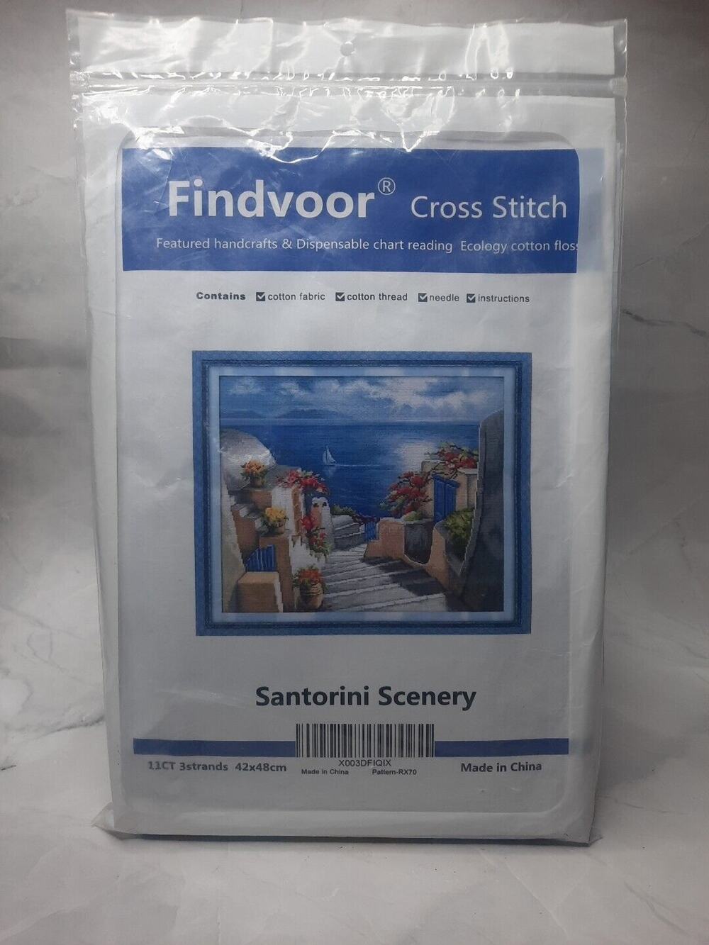 Findvoor Cross Stitch Kit Santorini Scenery Greek Terrace Views